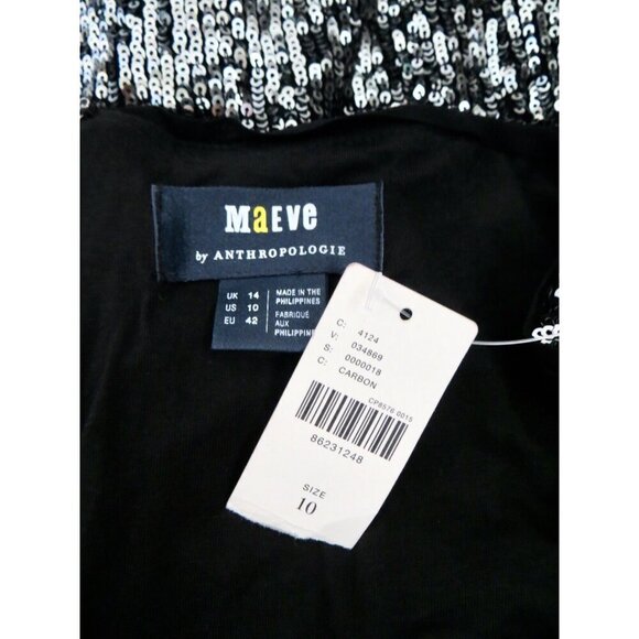 NEW! Anthropologie Maeve Sequin Halter Jumpsuit Carbon Black Silver SZ 10 - Picture 13 of 14